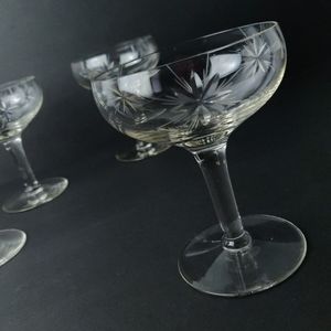 Vintage Starburst Coupe Glasses, set of 5